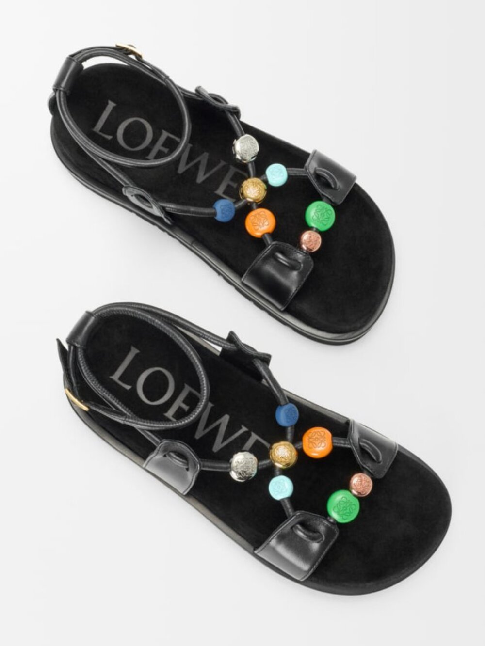 Loewe NWOT pebble fussbett leather sandals - black 38